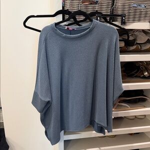 Relaxed Ribbed Pullover Sweatshirt — Dusty Blue